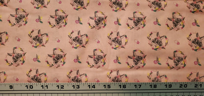Disney Dress to Impress - Bunny floral hearts Fabric by the half yard. 100% Cotton. BAMBI