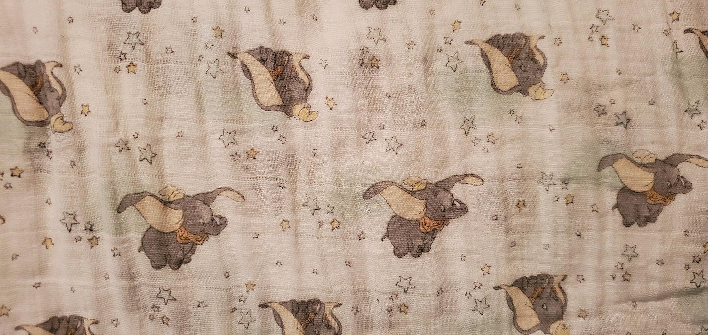 Disney Dumbo Swaddling Fabric by the half yard. 100% Cotton.