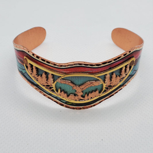 Br - SOARING EAGLE - Beautiful adjustable COPPER cuff bracelet.