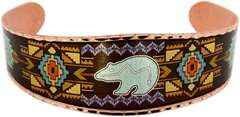 BR - Southwest Native American Inspired Bear - Beautiful adjustable COPPER cuff bracelet.