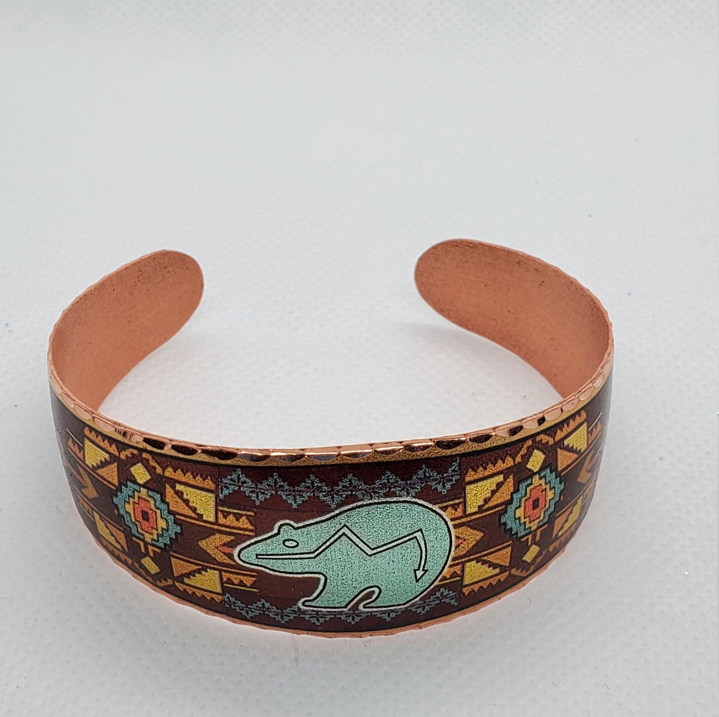 BR - Southwest Native American Inspired Bear - Beautiful adjustable COPPER cuff bracelet.