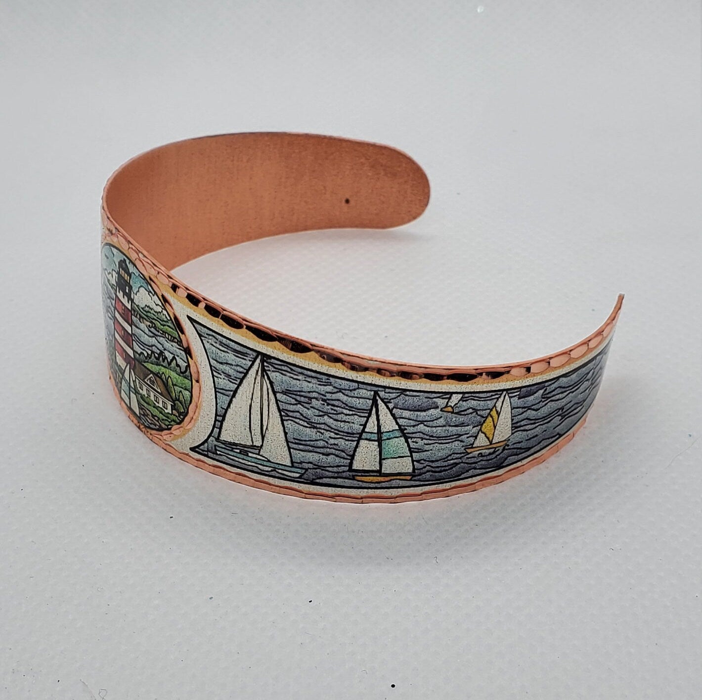 BR - LIGHTHOUSE - Beautiful adjustable COPPER cuff bracelet. Ocean/Seashore Jewelry.