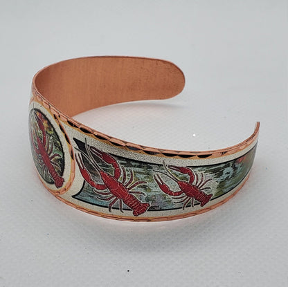 BR - CRAWFISH - Beautiful adjustable COPPER cuff bracelet. Ocean/Seashore Jewelry.