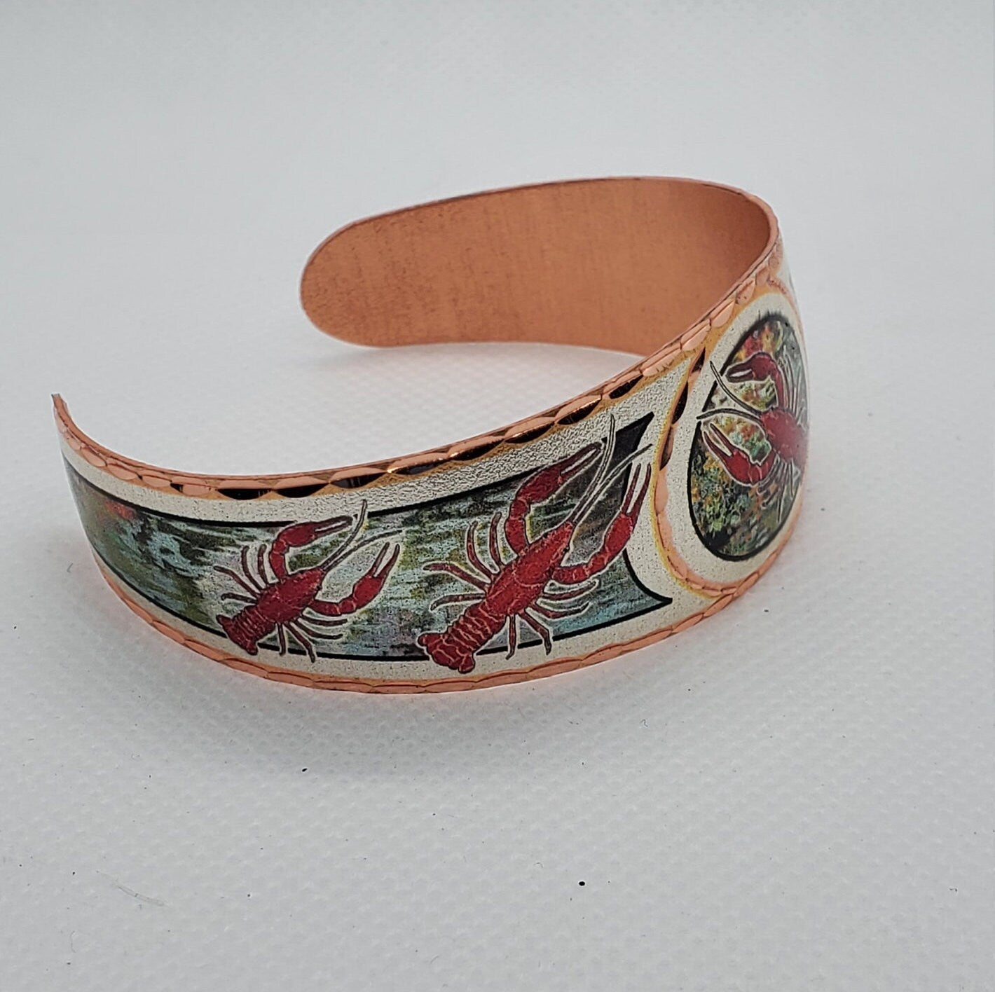 BR - CRAWFISH - Beautiful adjustable COPPER cuff bracelet. Ocean/Seashore Jewelry.