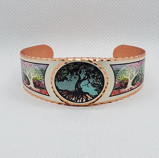 BR - Handmade Tree of Life - Beautiful adjustable COPPER cuff bracelet.