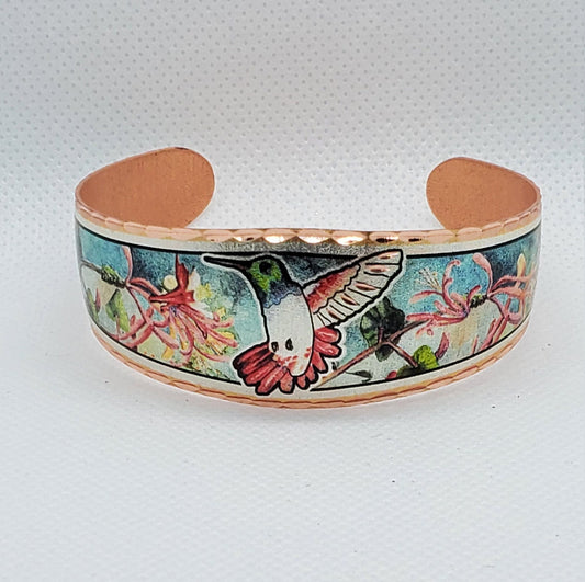 BR - Fabulous Hummingbird - Beautiful adjustable COPPER cuff bracelet.