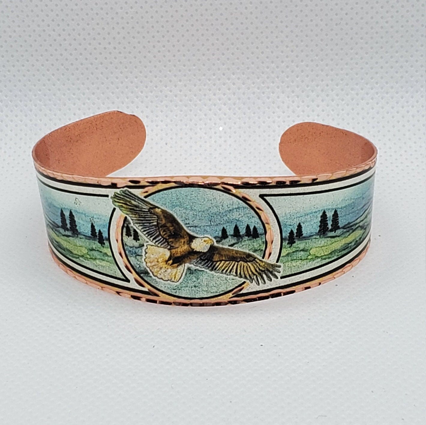 BR- Flying American Eagle - Beautiful adjustable COPPER cuff bracelet.