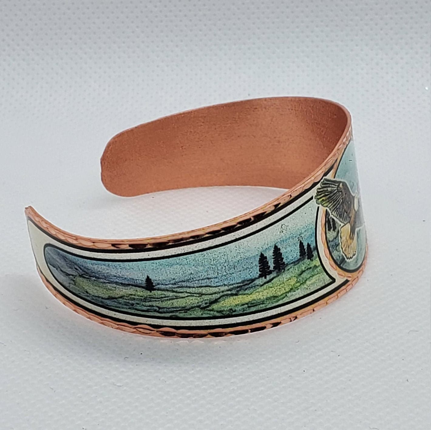 BR- Flying American Eagle - Beautiful adjustable COPPER cuff bracelet.