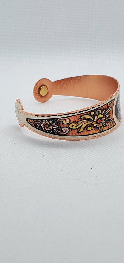BR - Western Horse Magnetic Bracelet - Beautiful adjustable COPPER cuff bracelet.