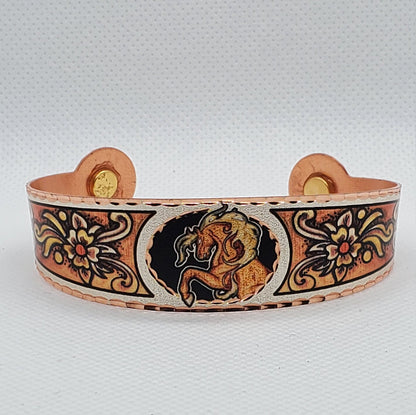 BR - Western Horse Magnetic Bracelet - Beautiful adjustable COPPER cuff bracelet.