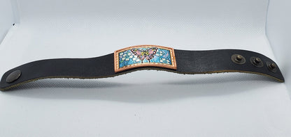 B - Swallowtail Butterfly - Beautiful adjustable COPPER leather bracelet.