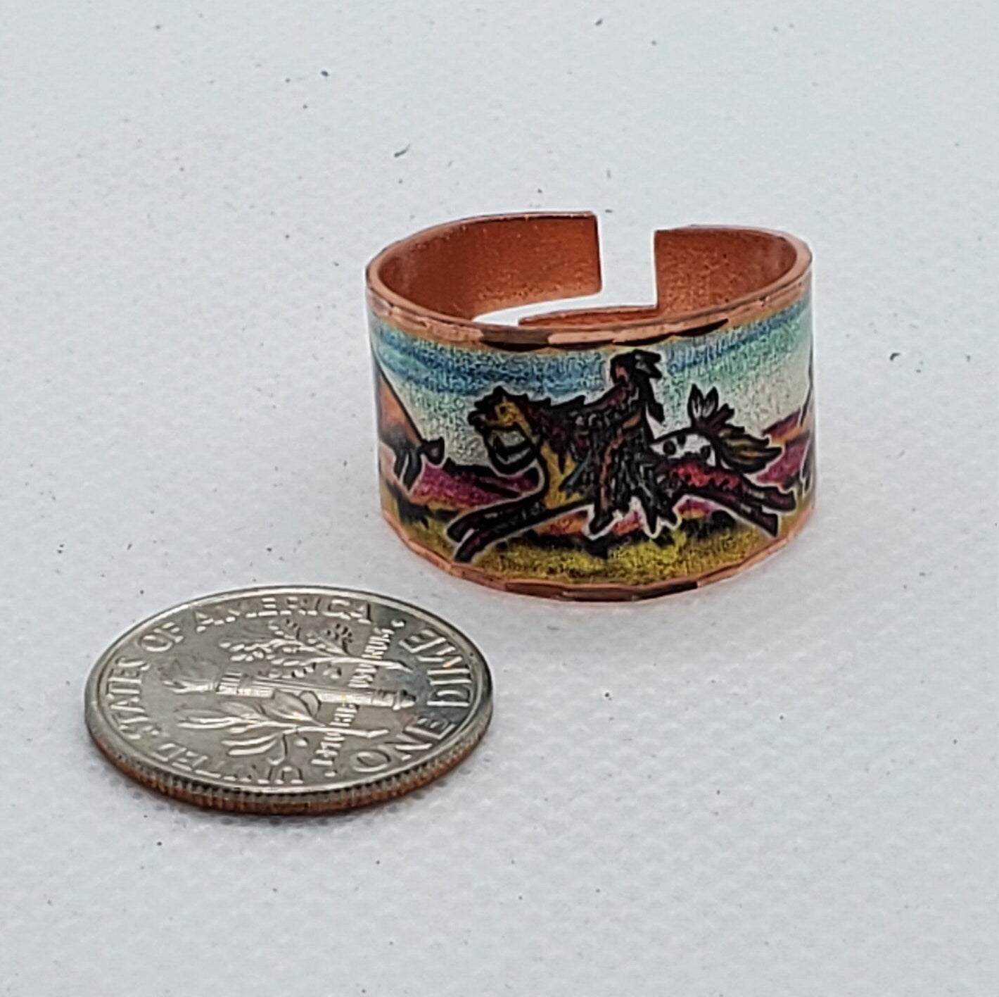 RI-American Indian Warrior Inspired - Beautiful adjustable COPPER ring.