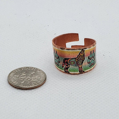 Howling Wolf Ring - Beautiful adjustable COPPER ring.