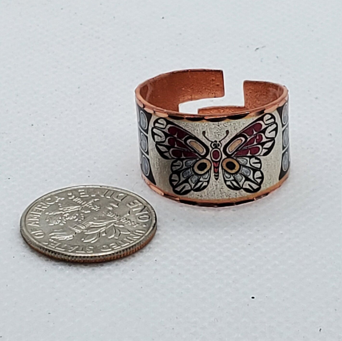 RI - Native Inspired Butterfly Ring - Beautiful adjustable COPPER ring.