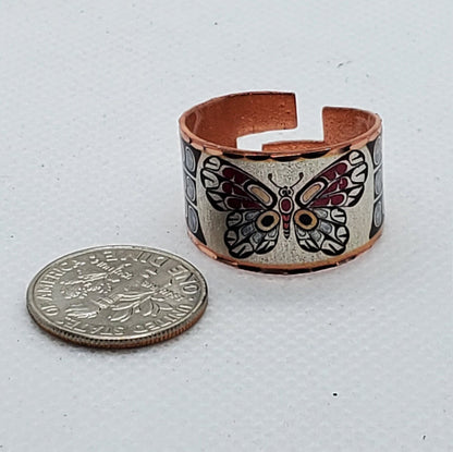 RI - Native Inspired Butterfly Ring - Beautiful adjustable COPPER ring.