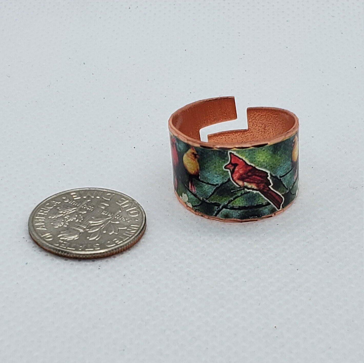 RI -Cardinal Bird Ring - Beautiful adjustable COPPER ring.