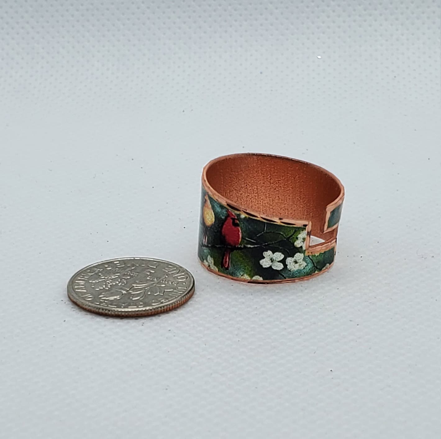 RI -Cardinal Bird Ring - Beautiful adjustable COPPER ring.