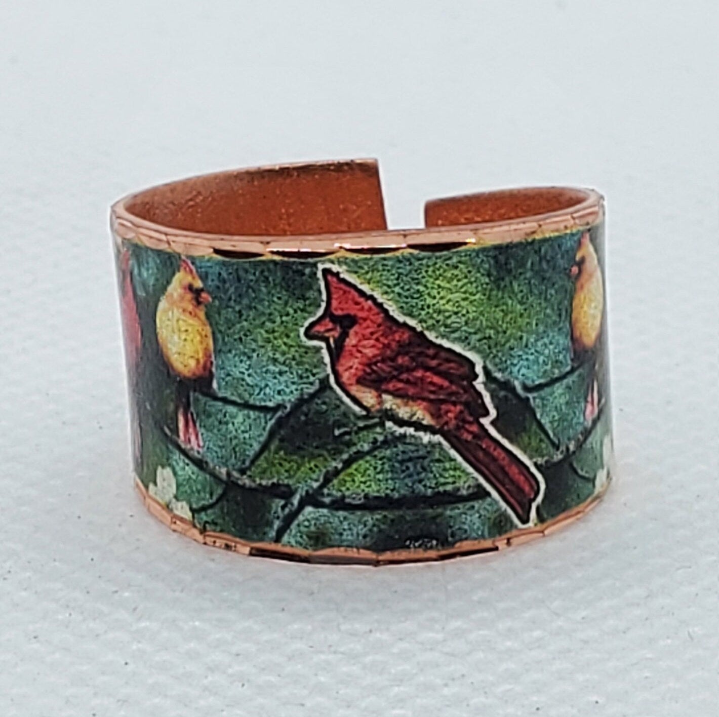 RI -Cardinal Bird Ring - Beautiful adjustable COPPER ring.