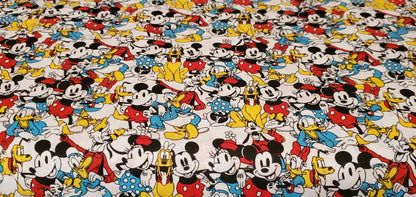 Disney Sensational 6 Snapshot Fabric by the half yard. 100% Cotton. MICKEY MINNIE DONALD Pluto Daisy Goofy