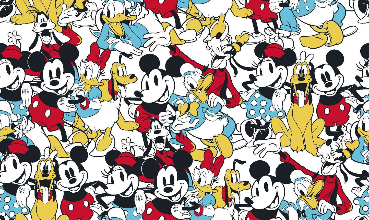 Disney Sensational 6 Snapshot Fabric by the half yard. 100% Cotton. MICKEY MINNIE DONALD Pluto Daisy Goofy