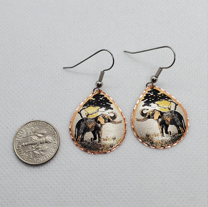 EA - Beautiful Elephant COPPER earrings - Surgical Steel Hypo Allergenic Earwires.