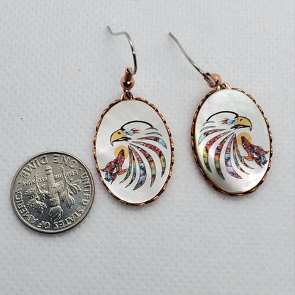 EA - Beautiful Eagle COPPER earrings - Surgical Steel Hypo Allergenic Earwires.