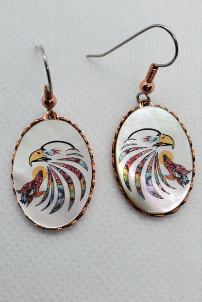 EA - Beautiful Eagle COPPER earrings - Surgical Steel Hypo Allergenic Earwires.