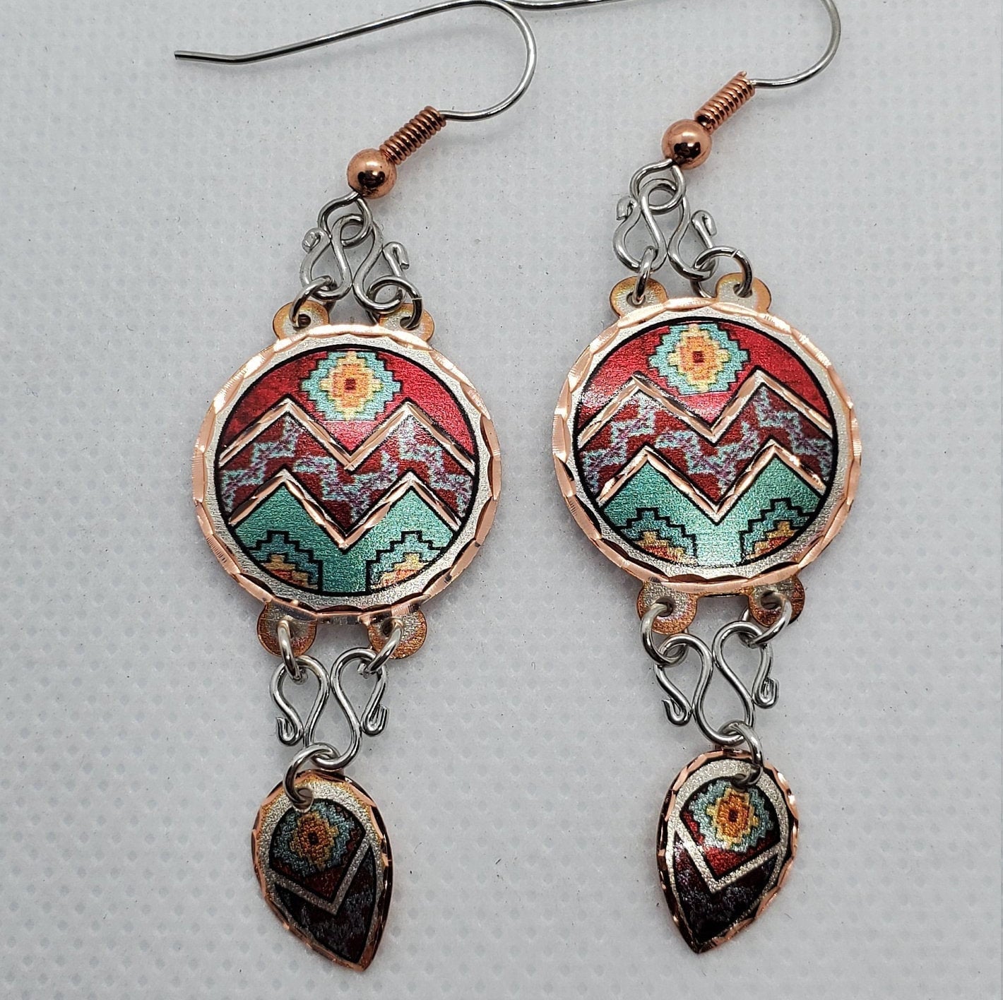 EA - Dangle Native Wire Earrings - Beautiful COPPER earrings - Surgical Steel Hypo Allergenic Earwires.