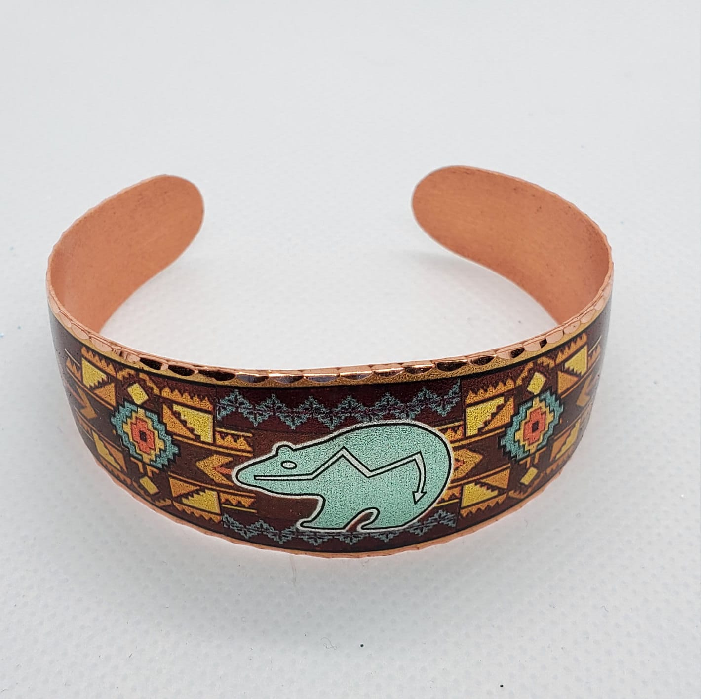 BR - Southwest Native American Inspired Bear - Beautiful adjustable COPPER cuff bracelet.