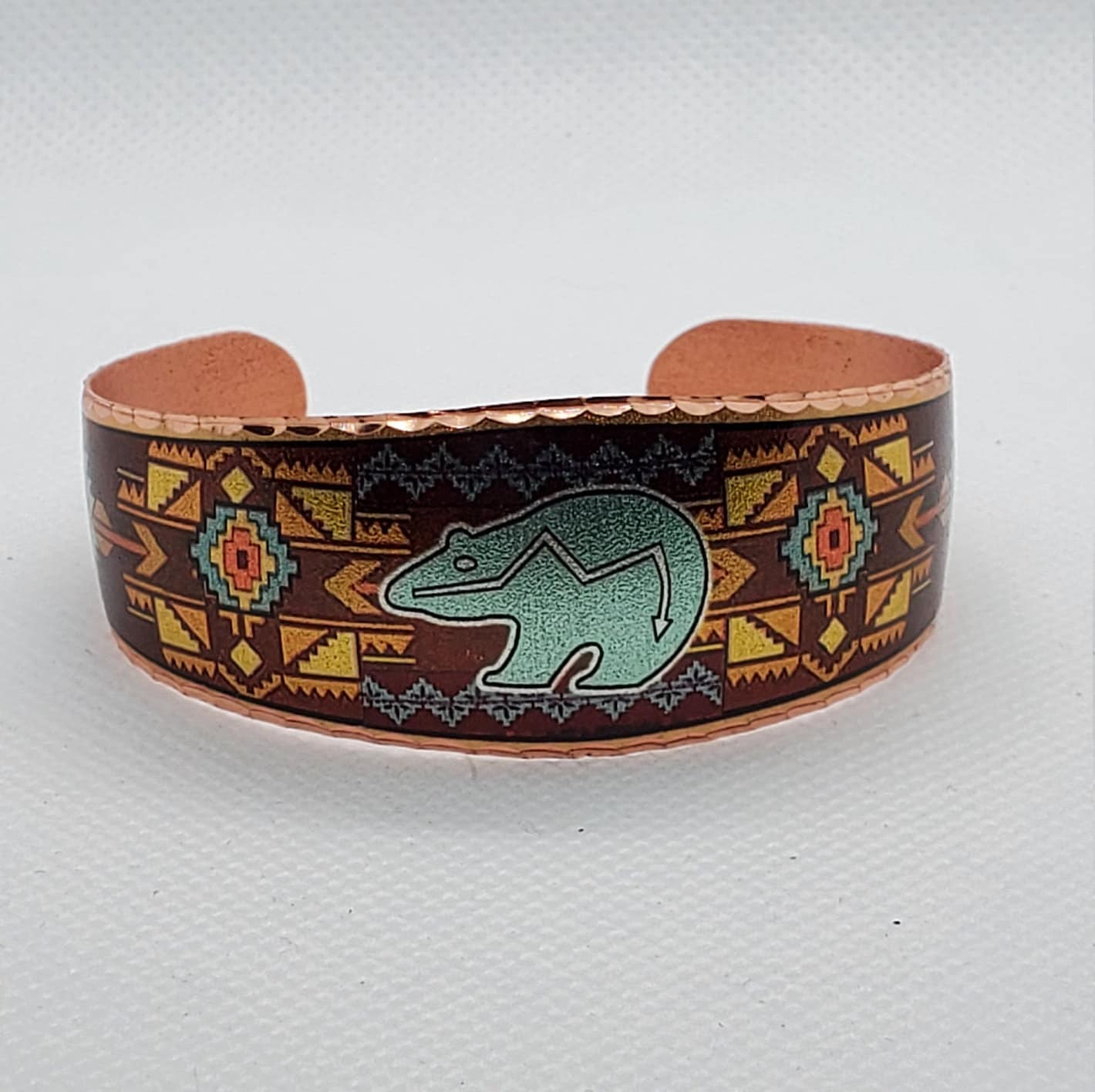 BR - Southwest Native American Inspired Bear - Beautiful adjustable COPPER cuff bracelet.