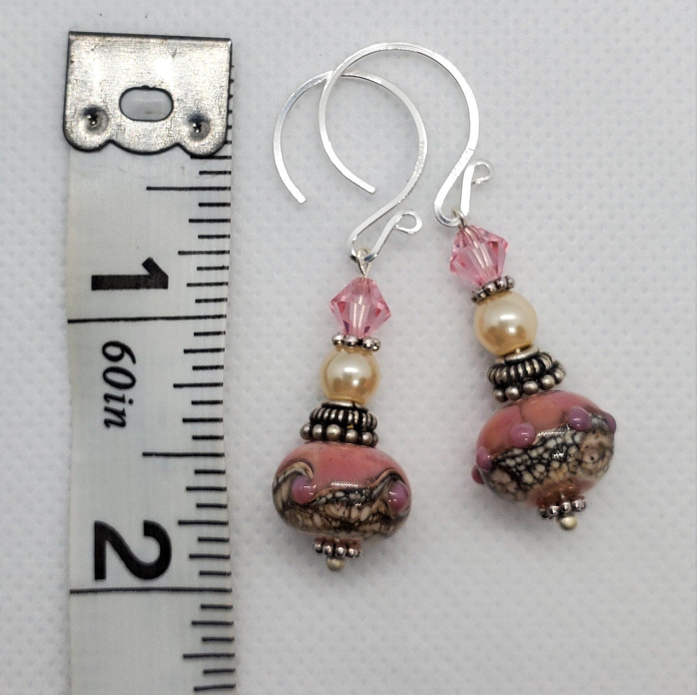 Lil Diva Artisan Glass Earrings, Lampwork Glass Bead by Grace Lampwork Beads, Silver Filled Earring Wire