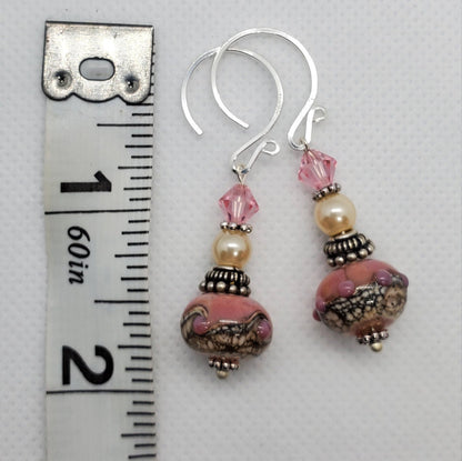 Lil Diva Artisan Glass Earrings, Lampwork Glass Bead by Grace Lampwork Beads, Silver Filled Earring Wire