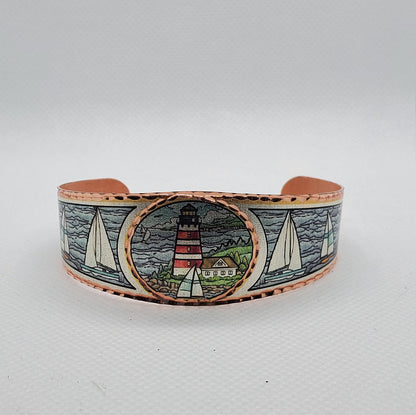 BR - LIGHTHOUSE - Beautiful adjustable COPPER cuff bracelet. Ocean/Seashore Jewelry.