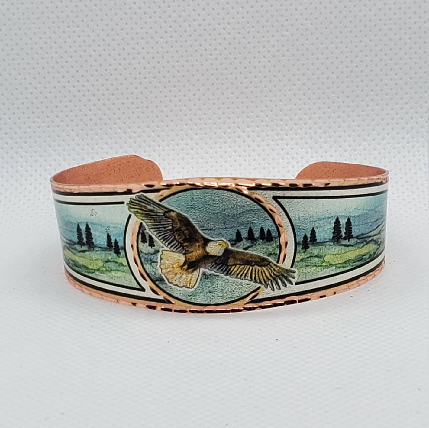 BR- Flying American Eagle - Beautiful adjustable COPPER cuff bracelet.