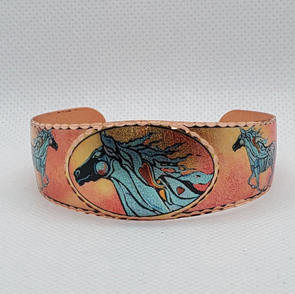 BR - Whimsical Horse Bracelet - Beautiful adjustable COPPER cuff bracelet.