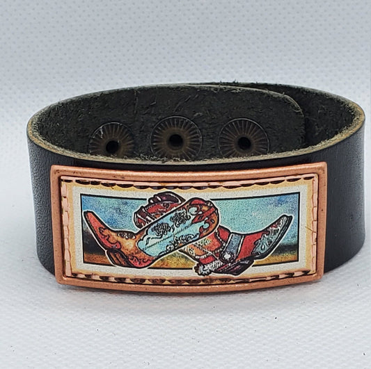 B - Cowboy Boots - Beautiful adjustable COPPER leather bracelet.