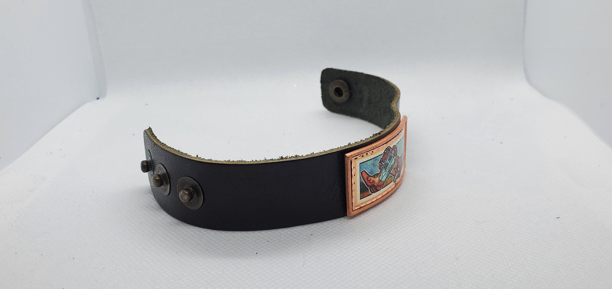 B - Cowboy Boots - Beautiful adjustable COPPER leather bracelet.