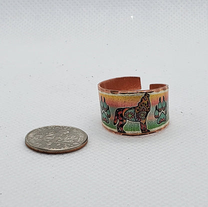 Howling Wolf Ring - Beautiful adjustable COPPER ring.