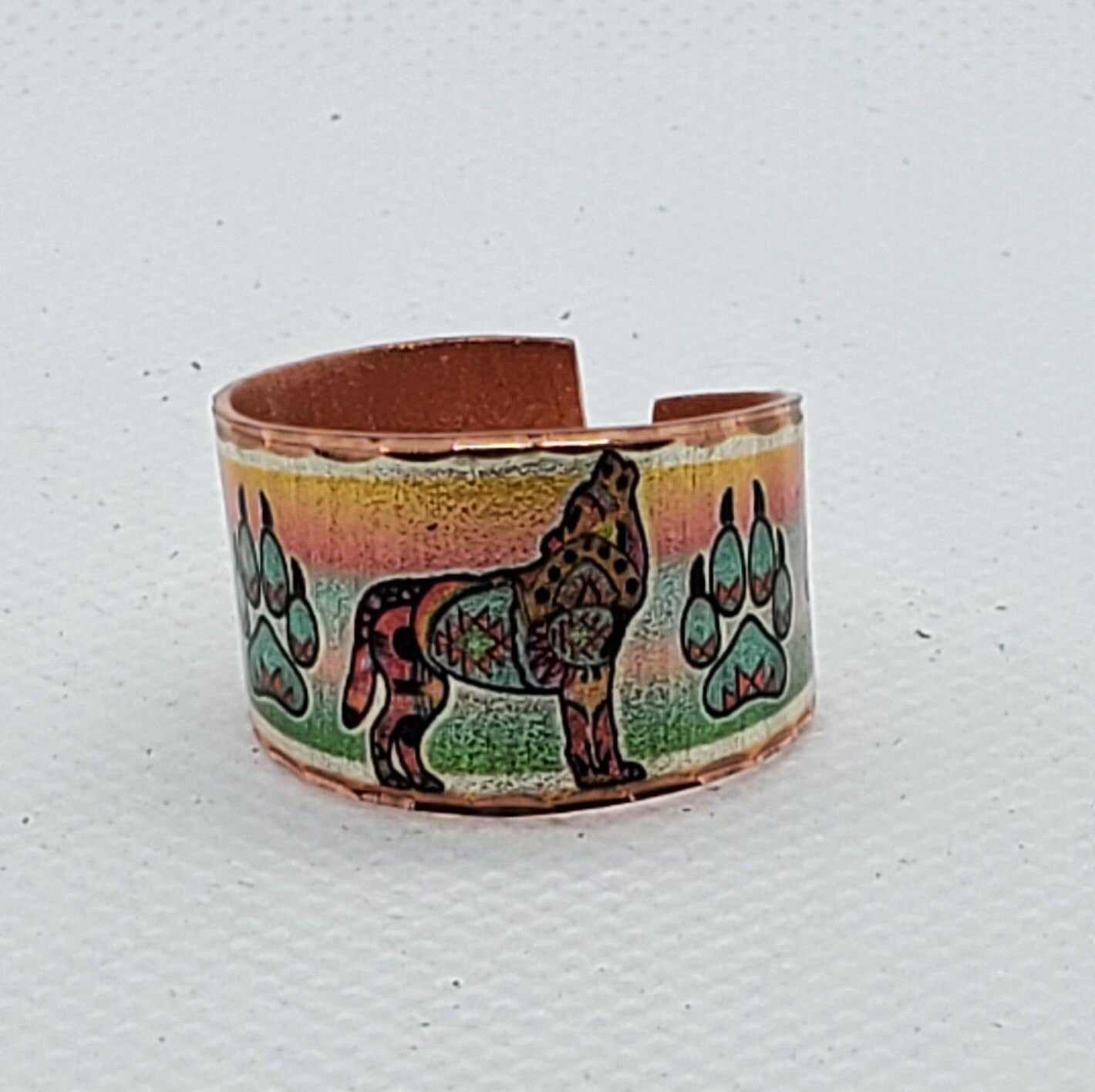 Howling Wolf Ring - Beautiful adjustable COPPER ring.