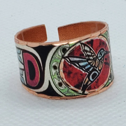 RI -Native Inspired Hummingbird Ring - Beautiful adjustable COPPER ring.