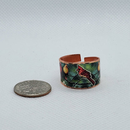 RI -Cardinal Bird Ring - Beautiful adjustable COPPER ring.