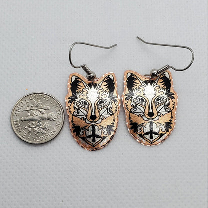 EA- Beautiful Fox COPPER earrings - Surgical Steel Hypo Allergenic Earwires.