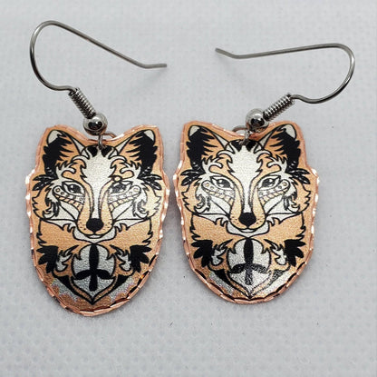 EA- Beautiful Fox COPPER earrings - Surgical Steel Hypo Allergenic Earwires.