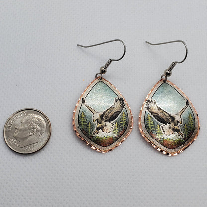 EA-Beautiful Eagle COPPER earrings - Surgical Steel Hypo Allergenic Earwires.