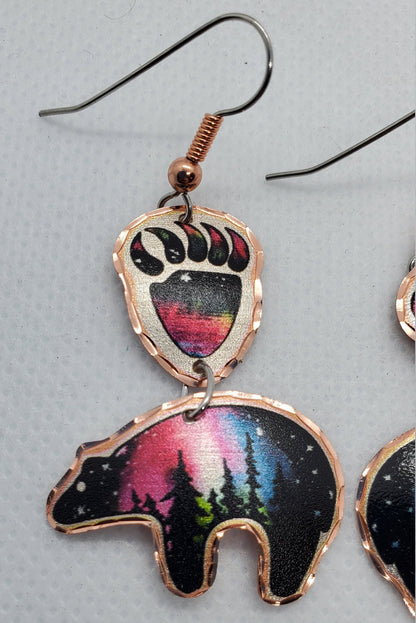 EA - Beautiful Bear COPPER earrings - Surgical Steel Hypo Allergenic Earwires.