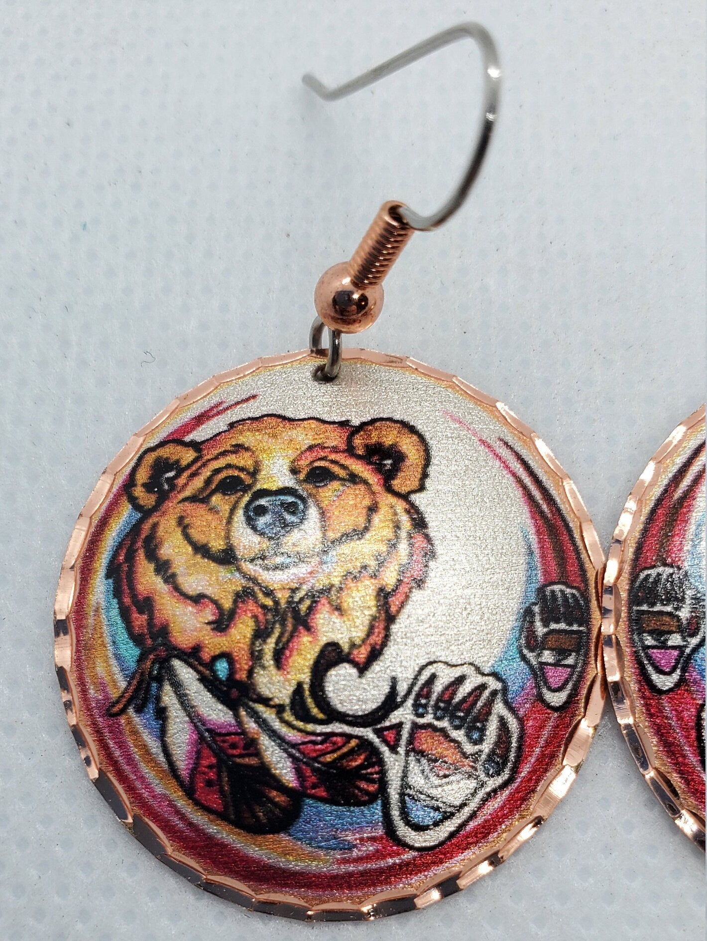 EA - Beautiful Bear COPPER earrings - Surgical Steel Hypo Allergenic Earwires.