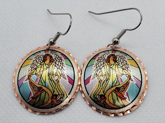 EA - Beautiful Angel COPPER earrings - Surgical Steel Hypo Allergenic Earwires.