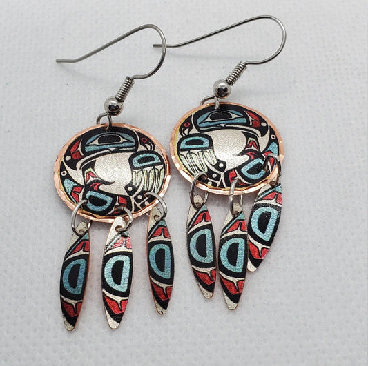 EA - Dangle Native Eagle - Beautiful COPPER earrings - Surgical Steel Hypo Allergenic Earwires.