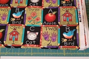 One Two Three ABC Fabric by the half yard. 100% Cotton.