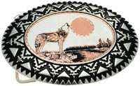 Howling Wolf - Western Belt Buckle on Copper